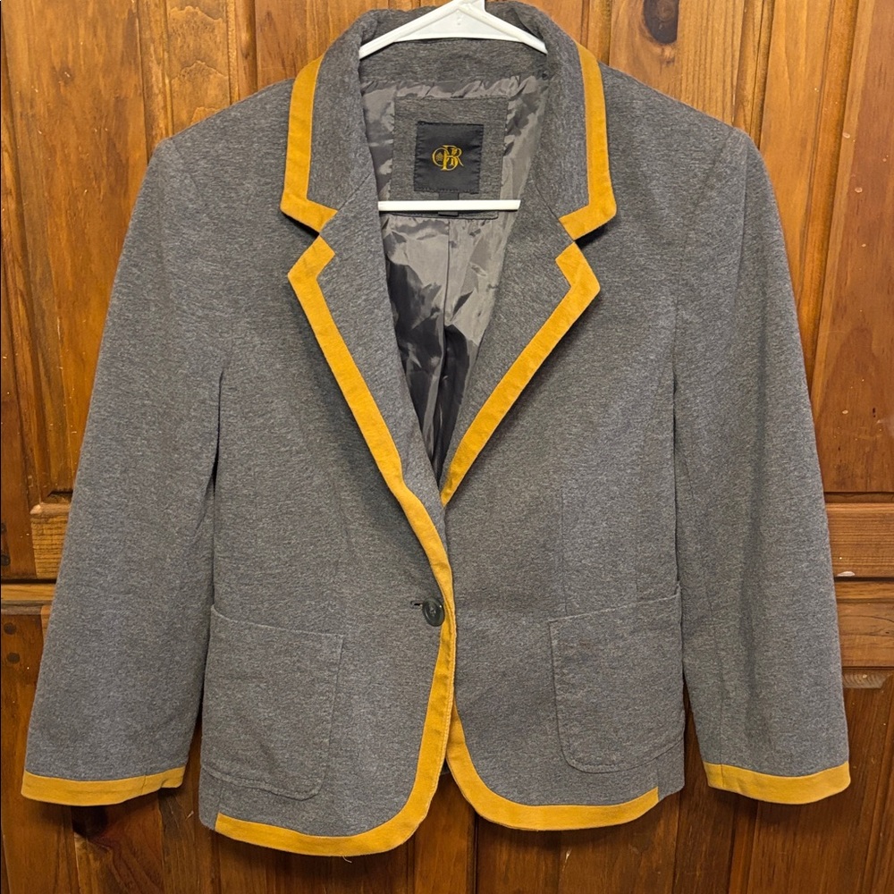 OBR Women’s Gray and Yellow Lined Collared Blazer Jacket Size Small